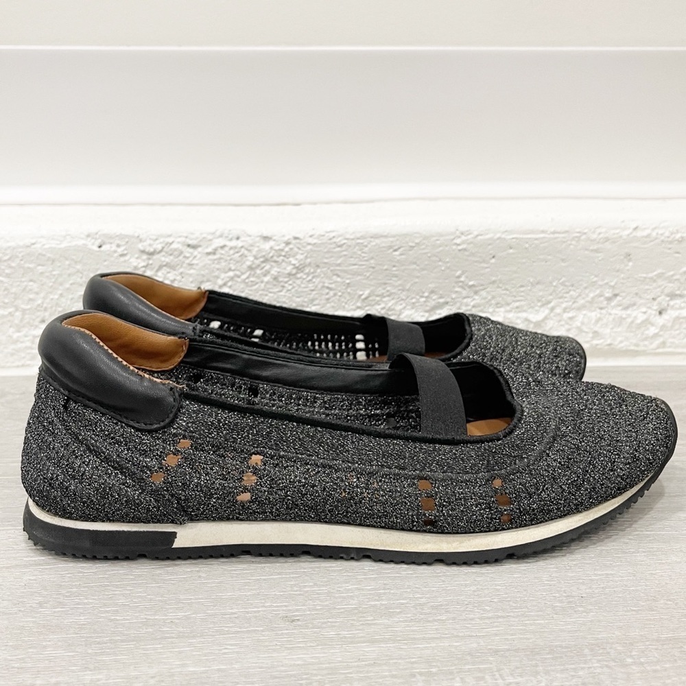 Gentle Souls By Kenneth Cole Luca Knit Ballet Flat Shoe Gray Silver Comfort 8